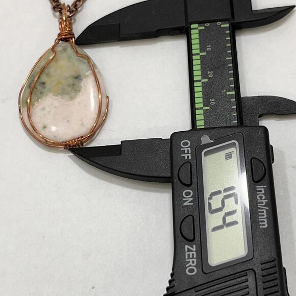 Handmade Tree Agate Stone Necklace with Copper Wire Wrap Pendant - Picture 2 of 3